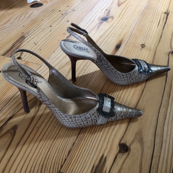 CARLOS metallic pale gold heels - Picture 3 of 5